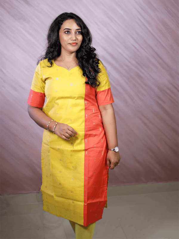 Classy Wear / Classy Kurti / Yellow - Rust - Image 3