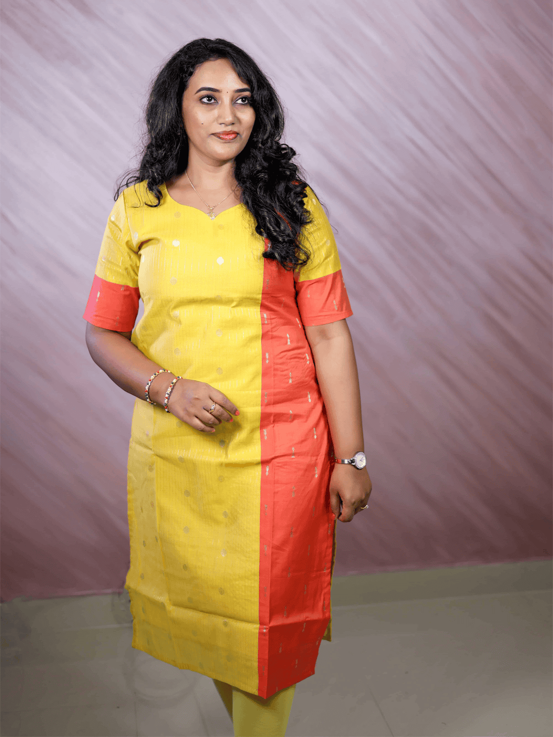 Classy Wear / Classy Kurti / Yellow - Rust - Image 3